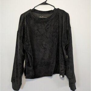 Jessica‎ Simpson Active Black Plush Fleece Sweatshirt Pullover Size M
